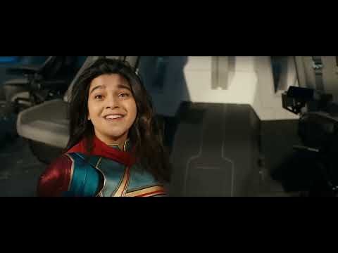 The Marvels official trailer still with Carol Danvers, Monica Rambeau and Kamala Khan in space