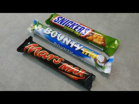 ASMR Candy Opening: Bounty Trio, Snickers x2, Mars Max | Satisfying Video