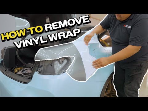 Part of a video titled HOW TO PROPERLY REMOVE CAR VINYL WRAP - TINYBOT VINYL
