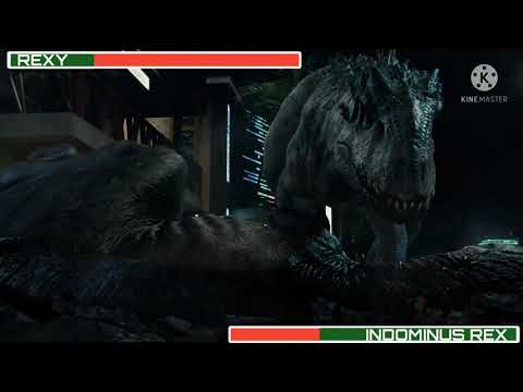 Rexy Vs Indominus Rex With Healthbars [REMAKE] Jurassic World 2015