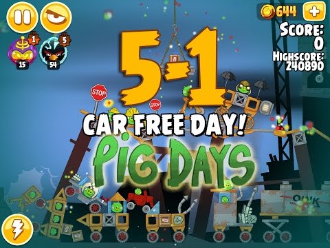 Angry Birds Seasons The Pig Days 5-1 Car Free Day! 3-Star Walkthrough