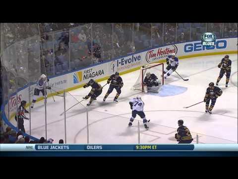 Tyler Ennis tip in goal 1-0 St. Louis Blues vs Buffalo Sabres 11/19/13 NHL Hockey.