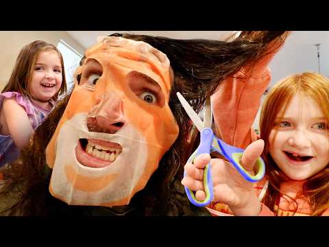 FAMiLY HAiR SALON!!  Adley and Navey give me a makeover, Niko Baby Daycare, my daughter cut my hair!