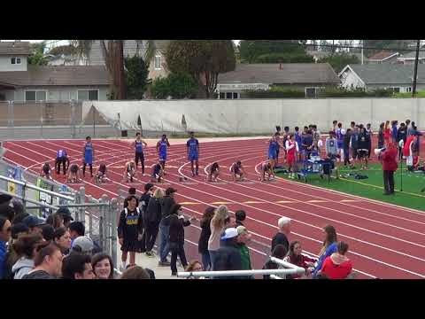 VarG 100m vs Fountain Valley 3-21-18 - Los Alamitos Girls