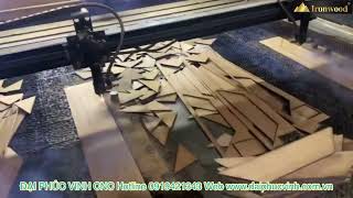 Máy Cắt Laser Cnc Ironwood Cắt Veneer ghép hình trang trí tuyệt đẹp siêu nhanh