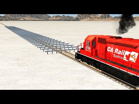 Trains vs Numerous Guardrails  BeamNGDrive