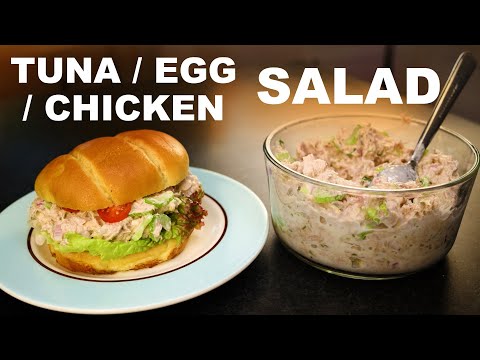 Tuna Salad, Egg Salad, and Chicken Salad with Mascarpone Dressing