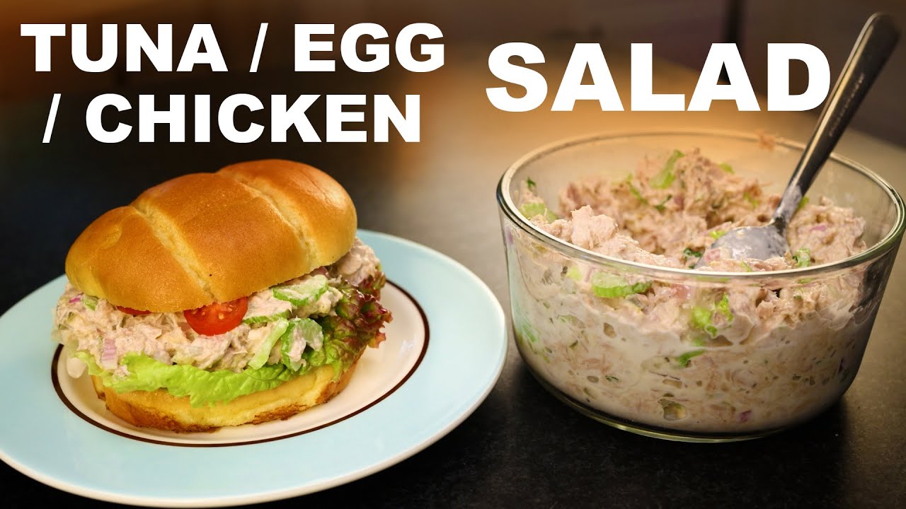 Tuna, egg, and chicken salad homemade mascarpone dressing