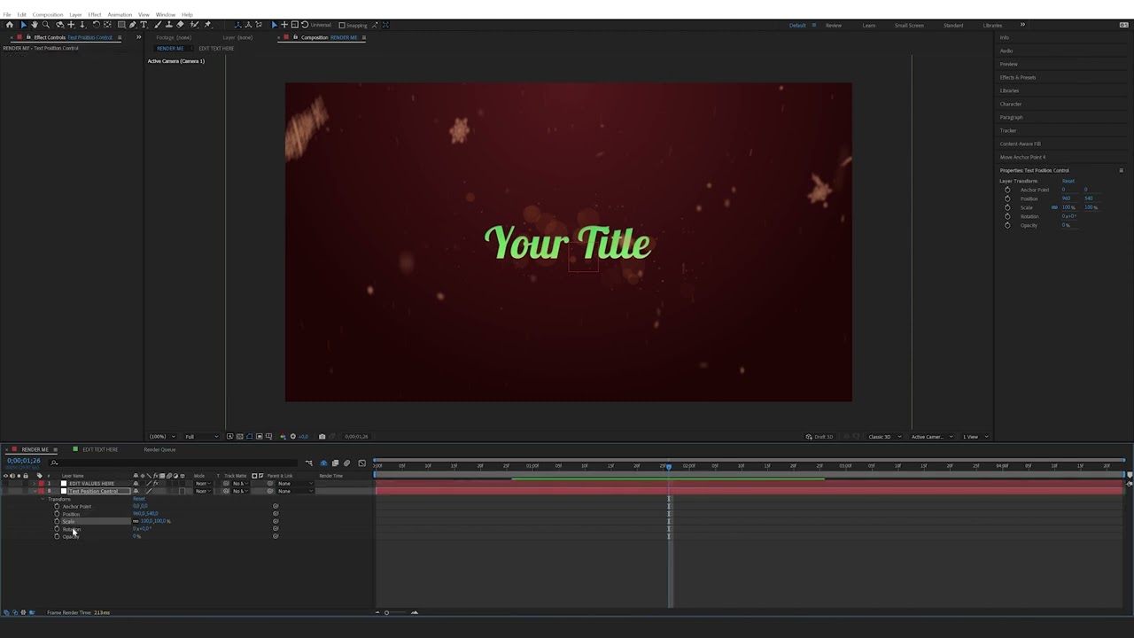 How to edit the Christmas Trailer Title in After Effects