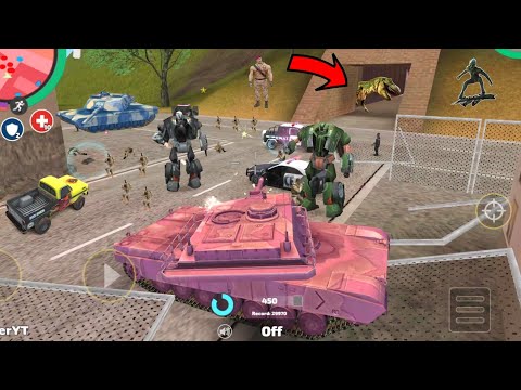 Rope Hero: Vice Town (Pink Tank Fight Real Russian Tanks)100 Army Man on Military Cave - Gameplay HD