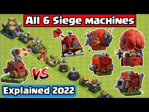 All 6 Siege Machines Explained 2022 | siege machine coc | all siege machines