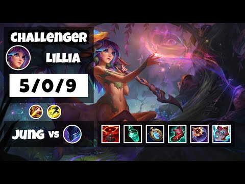 Lillia vs Nocturne KOREAN Challenger JUNGLE (5/0/9) - v11.6