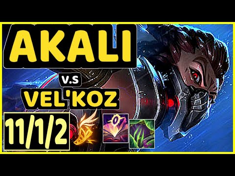 AKALI vs VEL'KOZ - 11/1/2 KDA MID GAMEPLAY - EUW Ranked GRANDMASTER