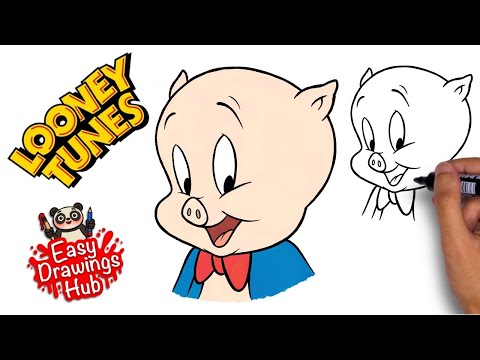 How to draw Porky Pig in 4 minutes - Easy Drawing