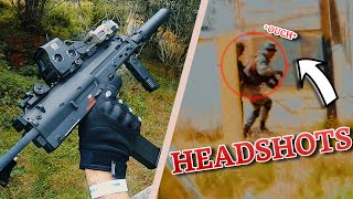 Destroying Airsoft NOOBS with MP7 HEADSHOTS | insane ACCURACY !!! (50m+ Headshot)