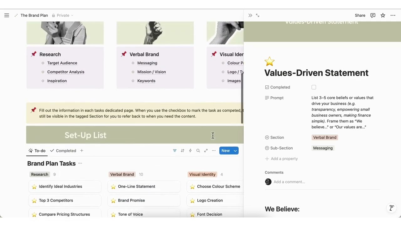 Brand Plan | Business Strategy Workbook Notion Template