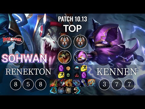 KT SoHwan Renekton vs Kennen Top - KR Patch 10.13