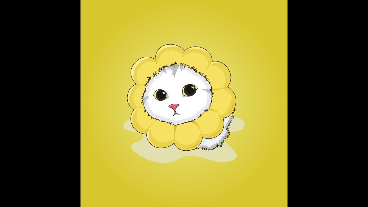 Cat vector illustration time lapse process