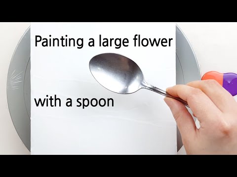 (413) A Big Coral & Violet Flower | Spoon painting | Fluid Acrylic for beginners | Designer Gemma77