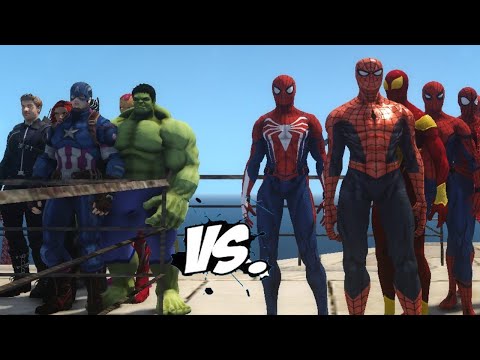 THE AVENGERS VS SPIDERMAN SUITS - EPIC BATTLE