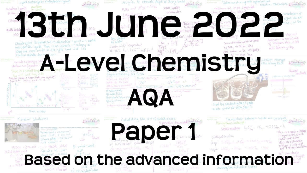 AQA A-Level Chemistry Paper 1 Revision - 13th June 2022 based on the advance information