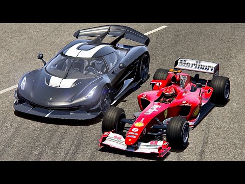 Koenigsegg Jesko with Jet Engine vs Ferrari F1 2004 - Monaco