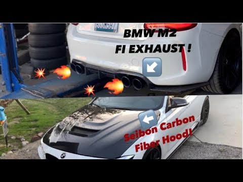 INSTALLED A F87 BMW M2 FI EXHAUST AND SEIBON F30 CARBON FIBER HOOD! ( MOTHERS CMX SPRAY)