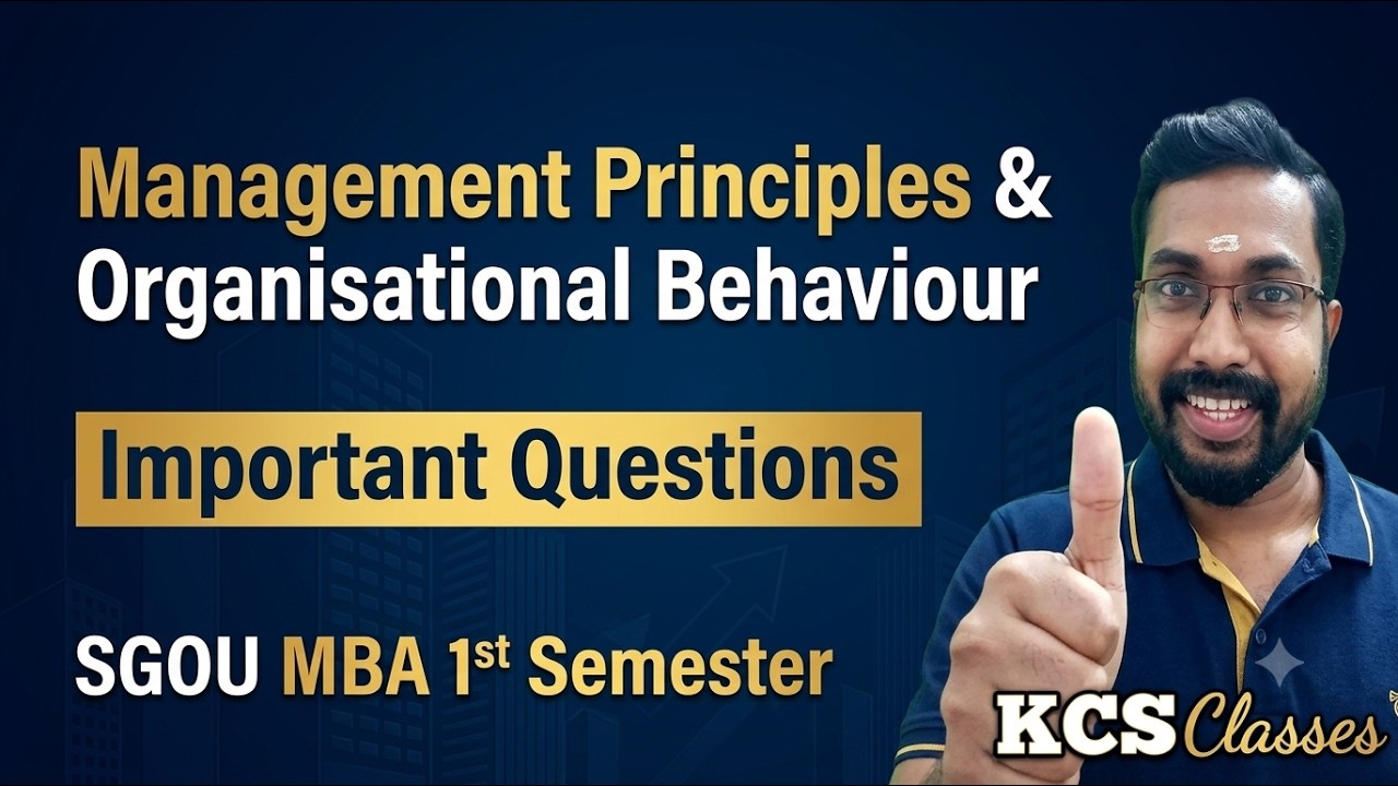 Management Principles & OB|Important Questions|SGOU MBA 1st Semester 