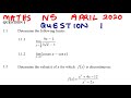 MATHEMATICS N5 LIMITS AND CONTINUITY APRIL 2020 QUESTION 1 Mathszoneafricanmotives