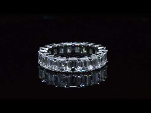 Emerald Cut Diamond Eternity Band, Shared Prong eternity ring wedding band