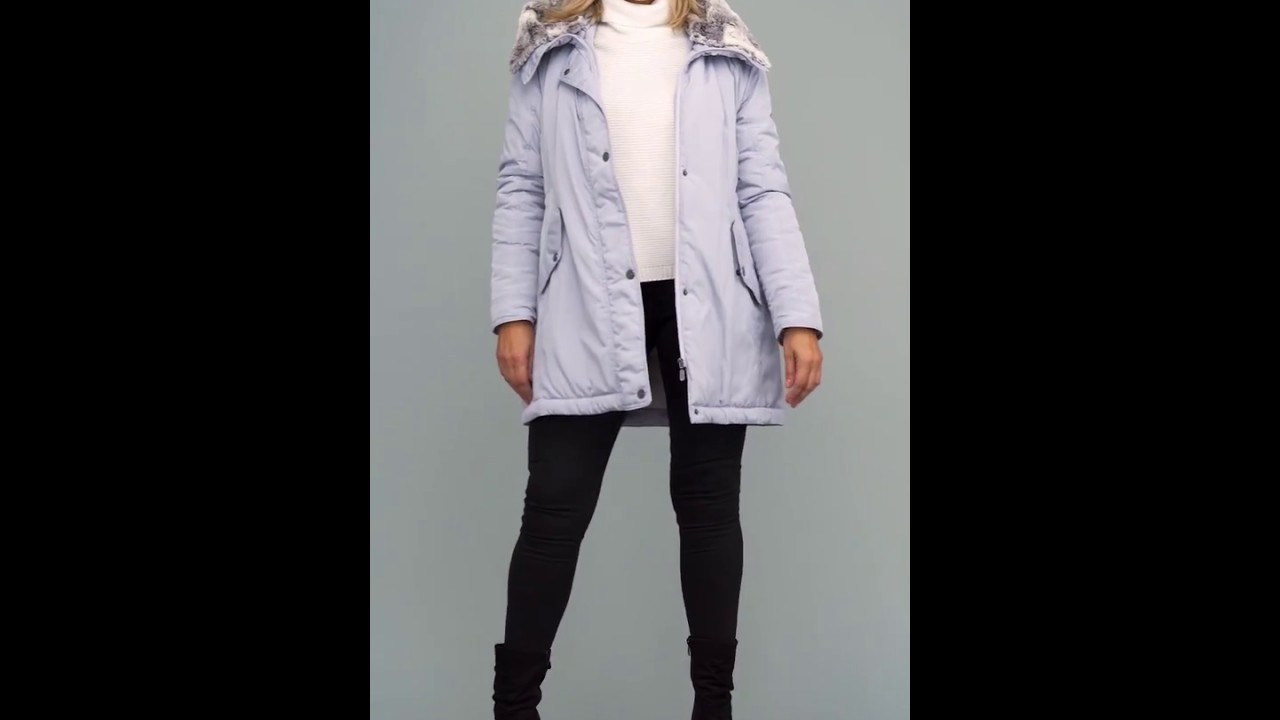 Odszyte.pl Kurtka z kapturem i stójką z wyłożeniem ze sztucznego futra Wiolet marki Biba Styl