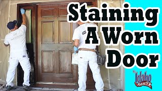 STAINING A DOOR.  How to refinish a door. Door glazing tips.