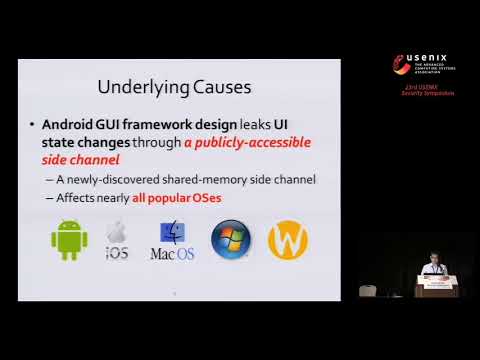 USENIX Security '14 - Peeking into Your App without Actually Seeing It: UI State Inference