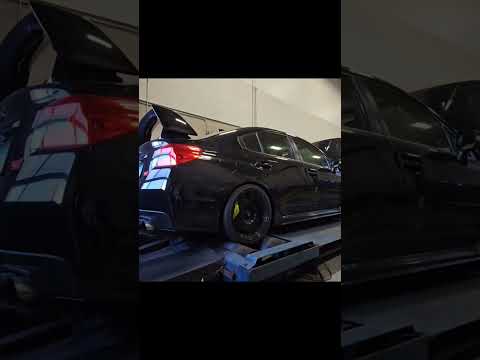 Stock motor 2019 STI putting down 601whp at 28psi via an ETS 6466 Rotated Kit, Header + FMIC + more