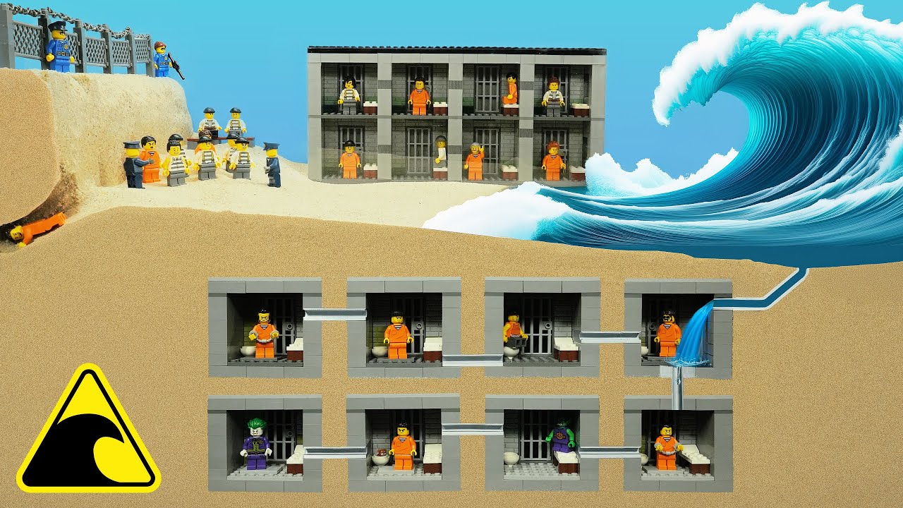 Prison Escape Flood - Tsunami Lego Dam Breach Experiment