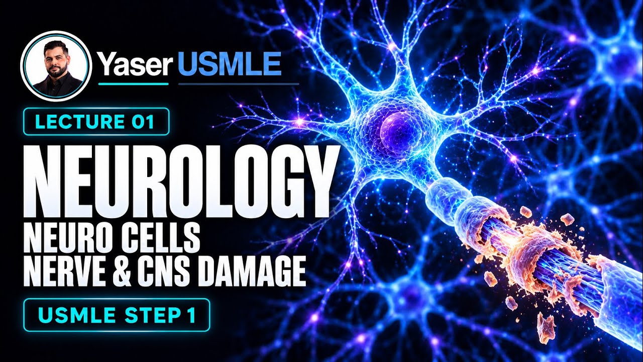 Neurology Lecture 1 (Neuro Cells - Nerve Damage - CNS injury), USMLE Step1, Dr Yaser