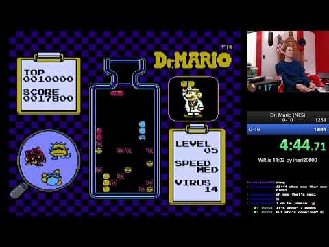 Dr. Mario NES Speedrun (0-10) 13:13 PB by xJRigsx