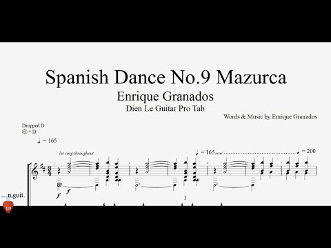 Enrique Granados - Spanish Dance No.9 Mazurca - Guitar Tutorial TABs