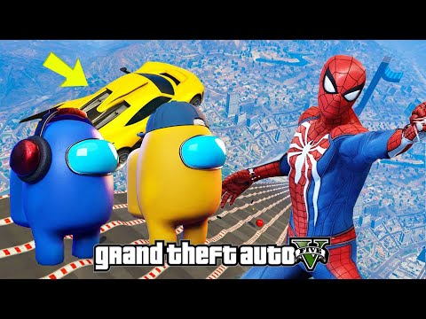 Among us vs spider man en GTA V MODS - mega rampa
