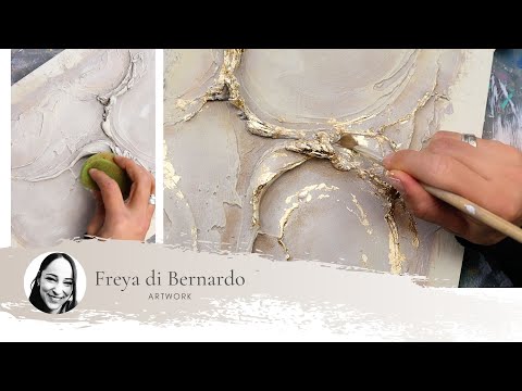 Abstrakte Malerei mit Blattgold und Strukturpaste, moderne DIY Kunst, Malerei für Anfänger
