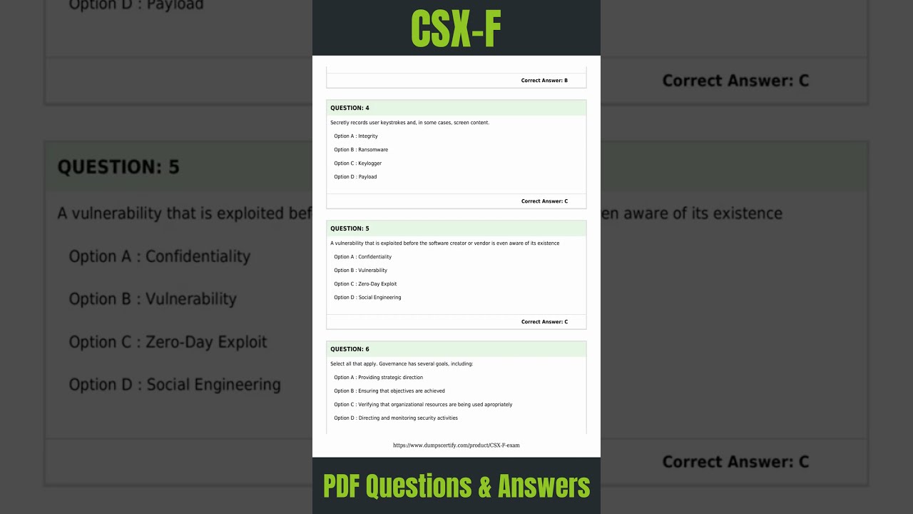 Cyber Security Fundamentals Practice Test | CSX-F Exam Quesitons