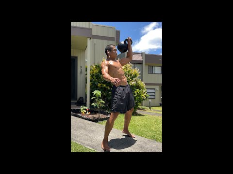 Day 359 FitPro Hawaii Workout - 40 kg./88 lbs. Kettlebell Clean & Jerk - May 11, 2021, 11:55 am