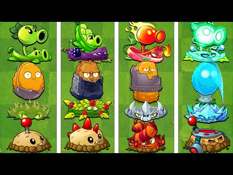 PvZ2 4 Plant Teams: PEA x VINE x NUT x TRAP x BOMB Who Will Win? Team Plant Battlez.