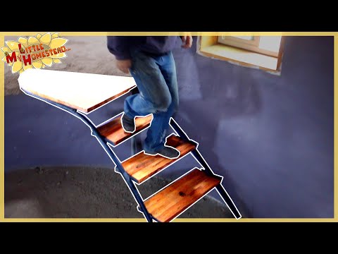 Building Interior Stairs & Burlap Ceiling Finish | Shae's Earthbag Bedroom | Weekly Peek Ep125