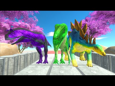 Animal Revolt Battle Simulator - Dinosaur Race - Carnotaurus Purple,Allosaurus Green,Stegosaurus