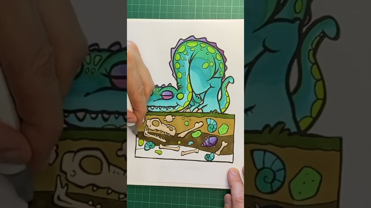 Tyrannosaurus Wrecked Coloring Timelapse #adultcoloringart #artmarkers #coloringbook