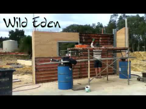 Unveiling a rammed earth wall - owner builder home. Window Opening. Wild Eden SRE