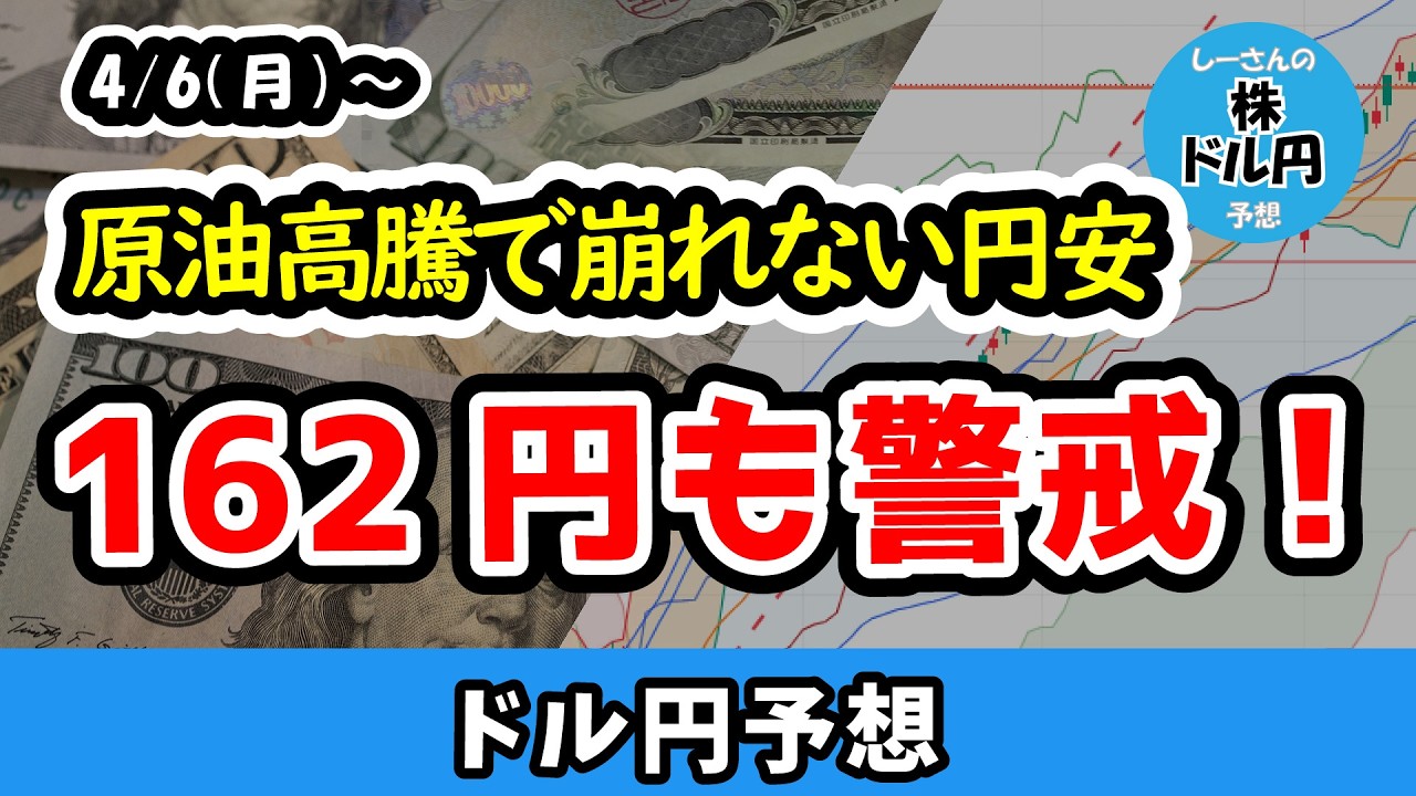 162円も射程圏内！？原油高騰が止まらず円安継続、介入への警戒感あるもCPIは上昇の燃料に？【週間ドル円予想 2026/4/6～】