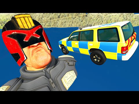 Cars VS Judge Dredd - Beamng Drive TrainWorld