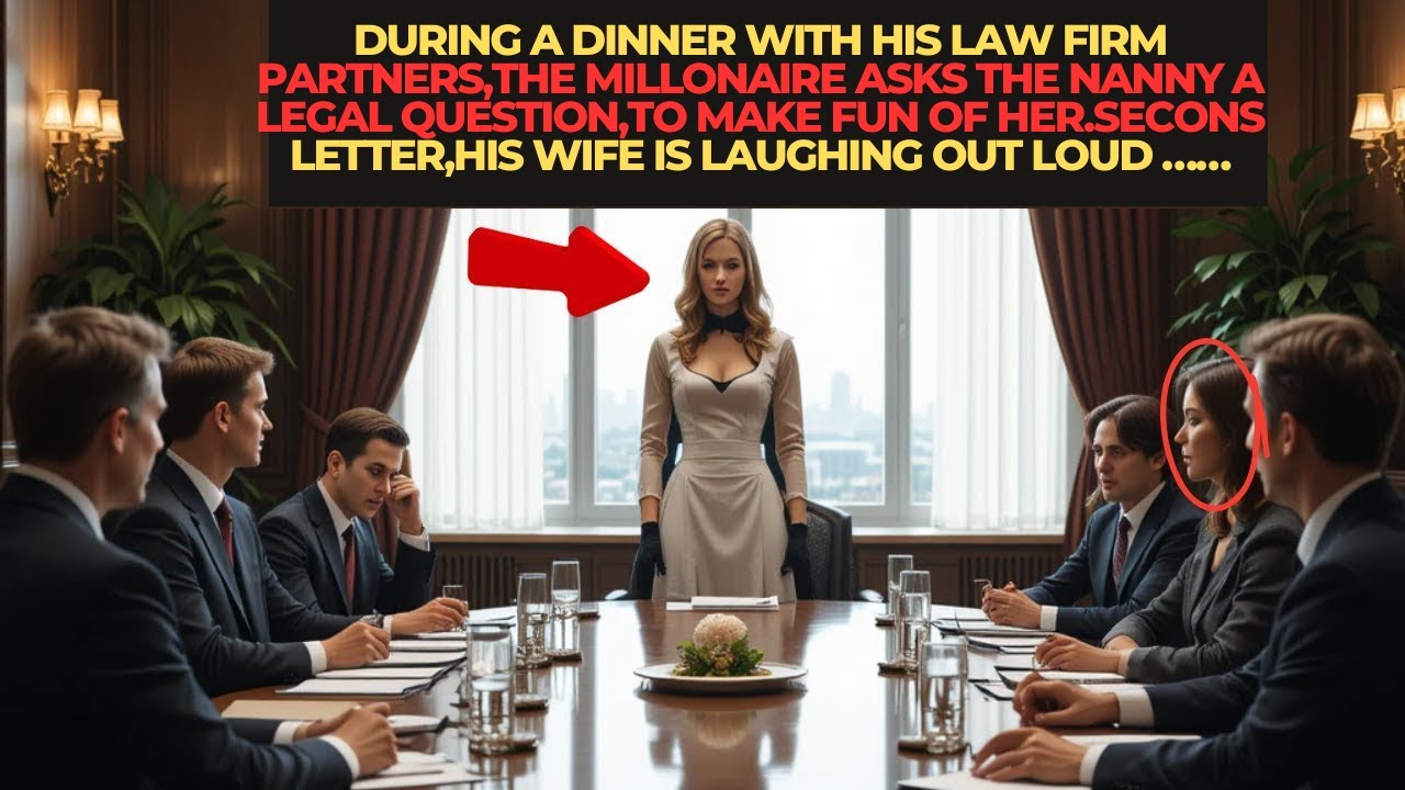 Among his law firm partners, the millionaire asks the nanny a legal question, to make fun of her.